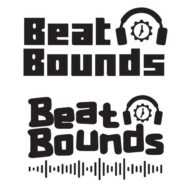 The BeatBounds wordmark in flat black, with and without the waveform rule beneath it