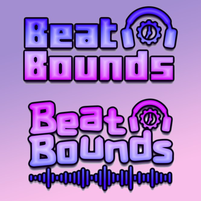 The BeatBounds logo in two lockups — one with the headphone-and-gear mark, one with the waveform rule beneath