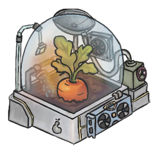 Rendered climate dome: a clean white rig under a glass dome with a dish lamp