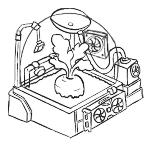 Sketch of the climate dome upgrade, enclosing the grow bed