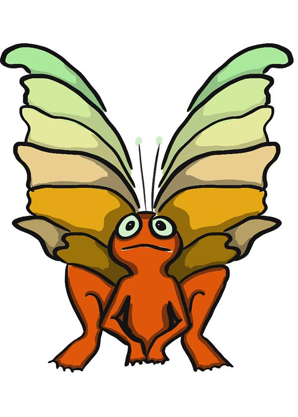 Butterfly-frog creature from Project Kryat, flat-colour version