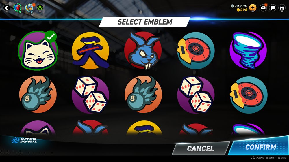 Crew avatar selection screen