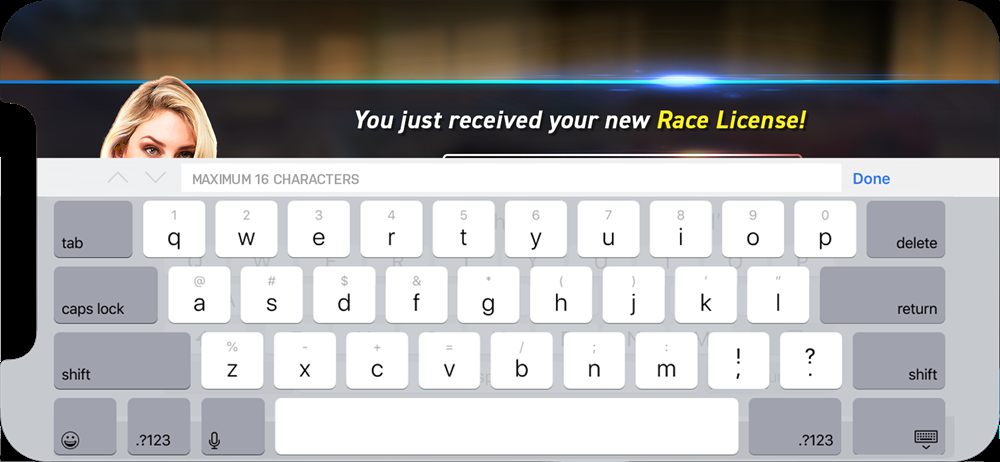 Alternative racing licence pop-up on mobile
