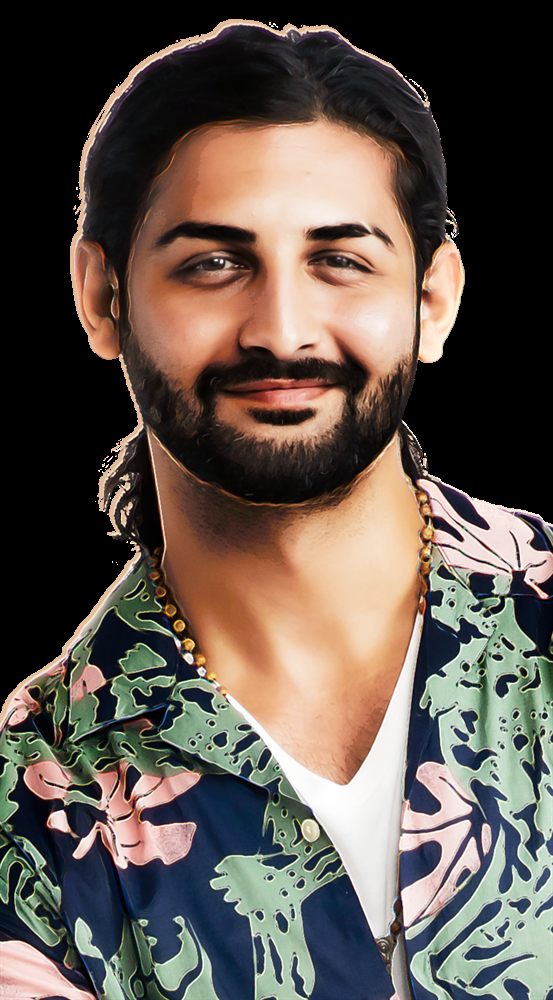 Character torso portrait of Rashid, neutral pose