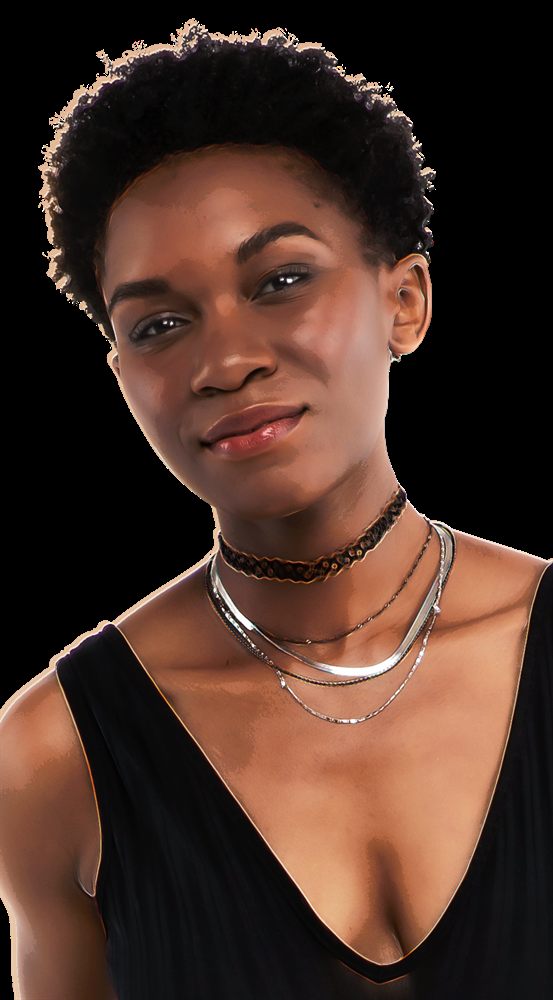 Character torso portrait of Rosie, neutral pose