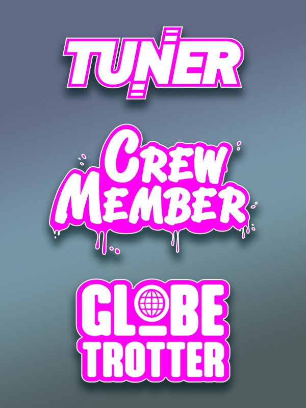 Branding thumbnail: the Tuner, Crew Member and Globe Trotter wordmarks