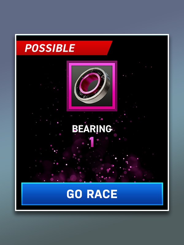 Deeplinking thumbnail: a bearing reward card above a Go Race button