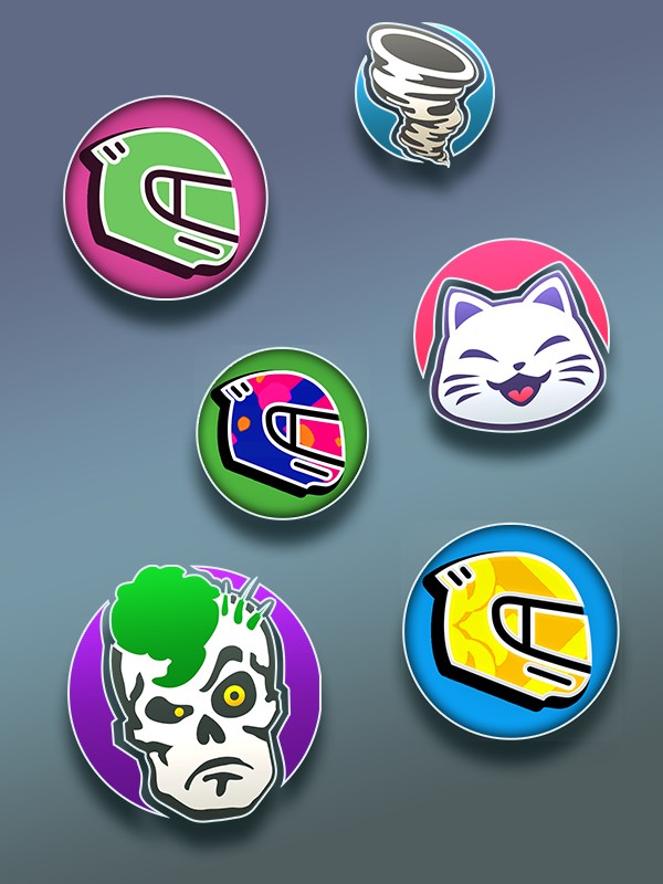 Icons thumbnail: a cluster of helmet and character avatar emblems